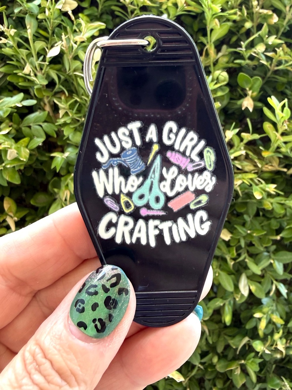 Vintage style motel key 3.5” keychain crafting-themed crafter gift idea